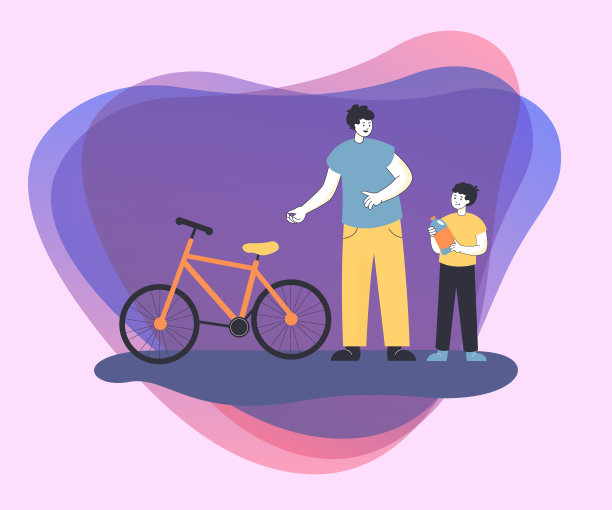 父亲教儿子骑自行车图片下载