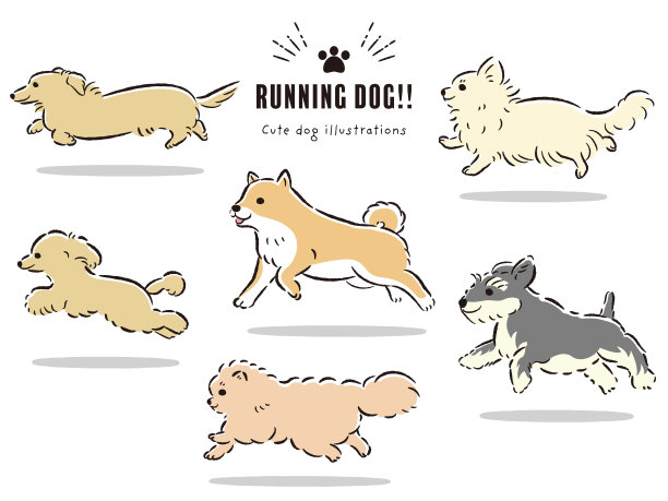 跑狗手绘插图集图片下载