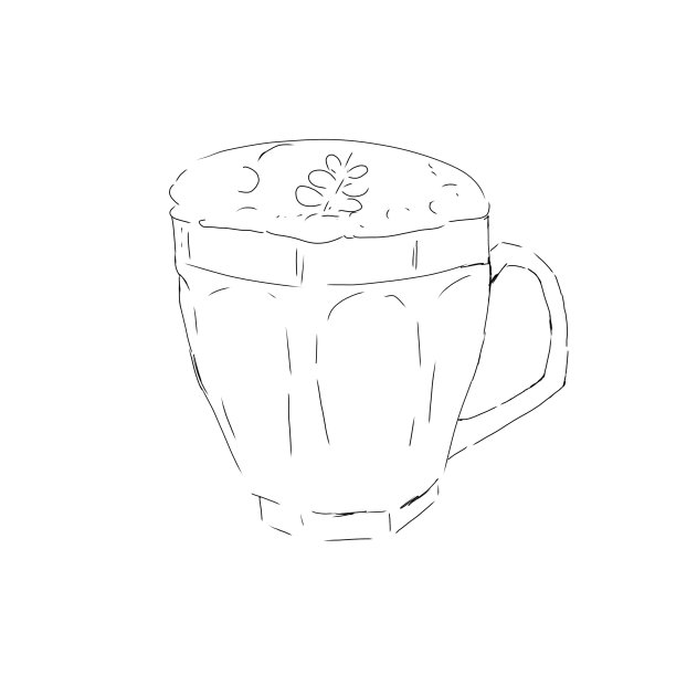 卡布奇诺的素描在玻璃上雕琢平面的玻璃，黑白插图图片下载