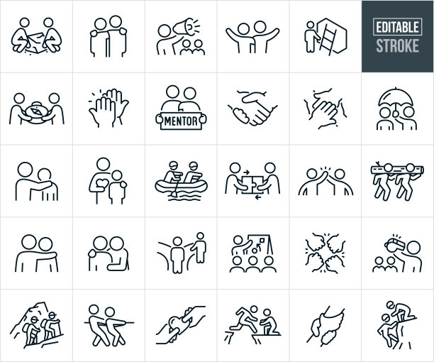 指导细线图标-可编辑的笔画图片下载