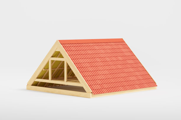 木质屋顶，古典瓦片设计，浅色背景图片下载