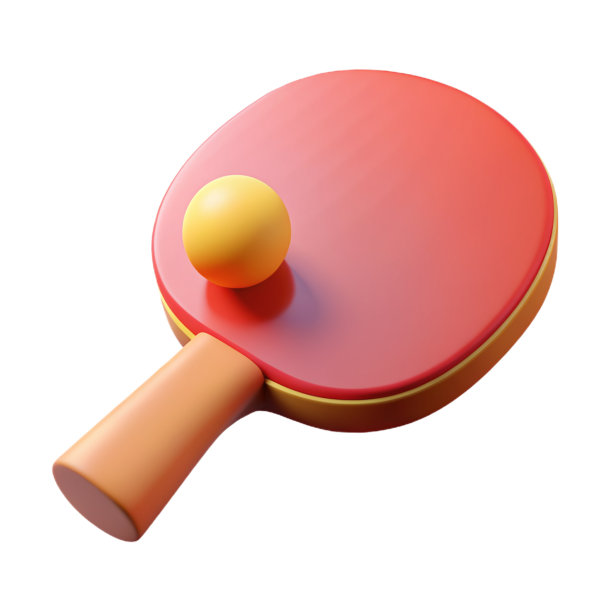 3D渲染可爱的孤立插图，一个红色的乒乓球拍在白色的背景与一个球。理念——体育、竞赛、奥运、健康的生活方式、胜利图片下载