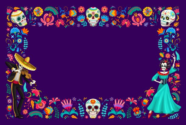 亡灵节墨西哥节日框架图片下载