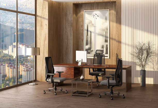设计好的老板办公桌的3D效果图图片下载