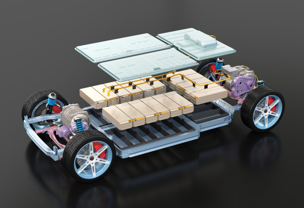 装有电池组的电动汽车底盘爆炸图图片下载