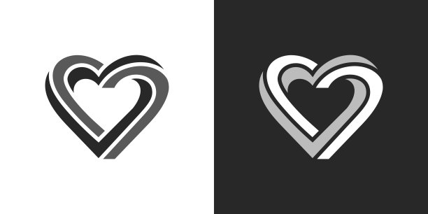 几何心形图标设计元素图片下载