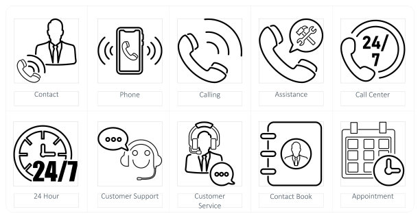 一组10个联系人图标作为时钟，呼叫中心，24小时图片下载