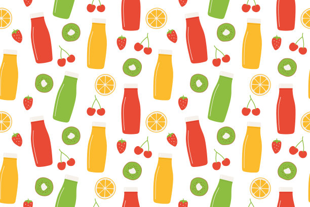 无缝图案与丰富多彩的冰沙和水果图片下载
