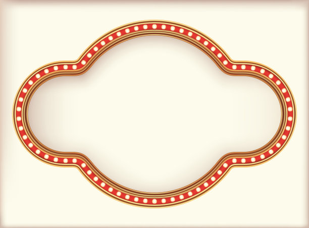 复古的广告招牌红色帐篷，白色背景上的黄金灯板。矢量图图片下载