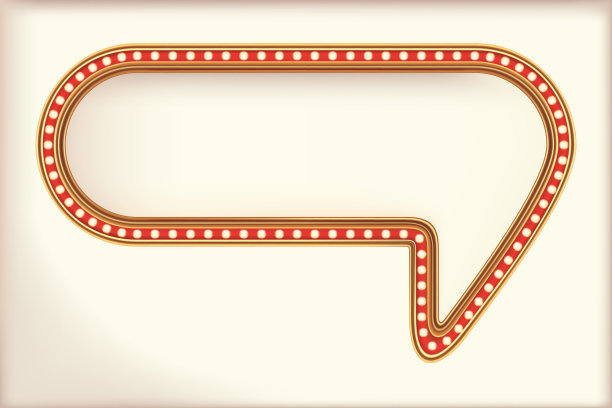 复古的语音气泡广告标志红色大帐篷，白色背景上的黄金灯板。矢量图图片下载