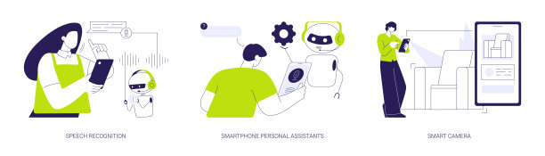 人工智能技术使用抽象概念矢量插图。图片下载