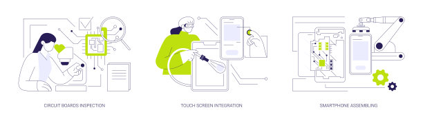 电子设备组装抽象概念矢量插图。图片下载