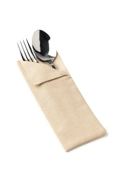 布餐巾平放在白色背景上图片下载