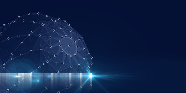 抽象几何背景与球体线框由圆和模糊线。概念的科学，商业和技术模板与3d全球。图片下载