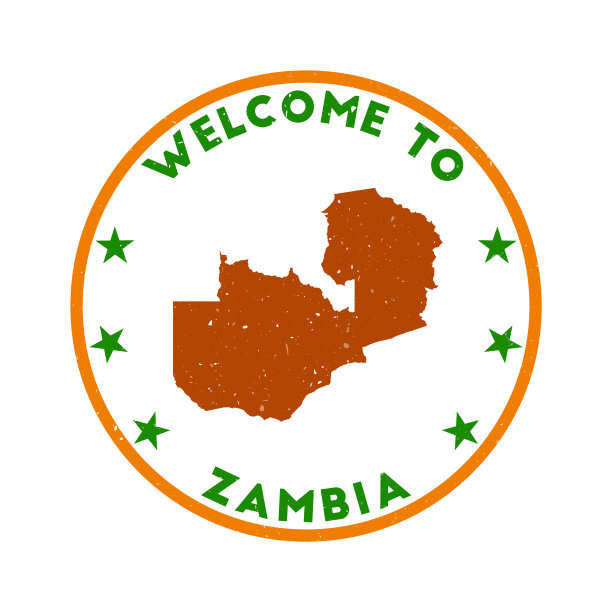 欢迎来到赞比亚邮票。垃圾摇滚乡村圆形邮票与纹理在绿色甜椒颜色主题。复古风格几何赞比亚印章。新潮的矢量插图。图片下载