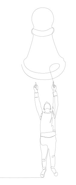 一个连续的人用手指指着棋子。细线插图矢量概念。轮廓画创意。图片下载