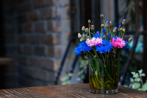 花瓶杯简单的室内元素设计在桌子上与模糊阁楼背景低光和色彩风格图片下载