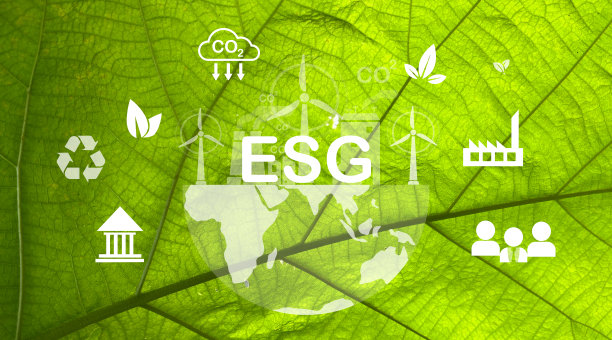 ESG图标概念。环境、社会和治理。绿色背景下的天然气能源网络化可持续伦-理经营图片下载