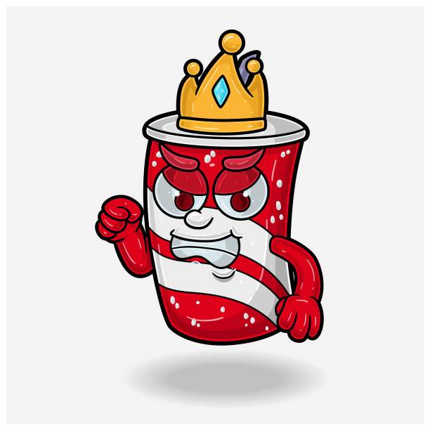 可乐吉祥物卡通形象与愤怒的表情。用于品牌，标签，包装和产品。图片下载