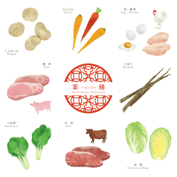 药用食品矢量插图集图片下载