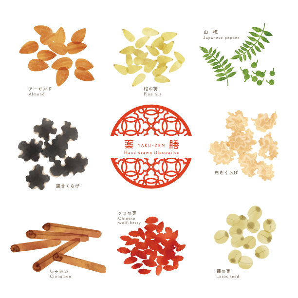 药用食品矢量插图集图片下载