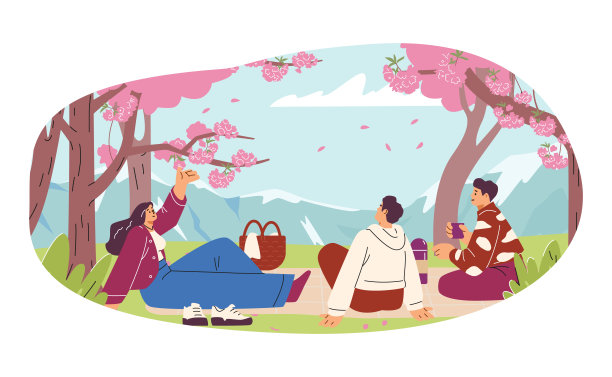 日本节日，贴纸在孤立的背景上的平面风格。图片下载