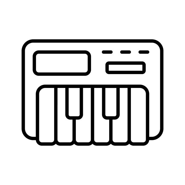 一个钢琴应用图标，表示钢琴键或乐器，数字钢琴演奏和音乐创作。图片下载