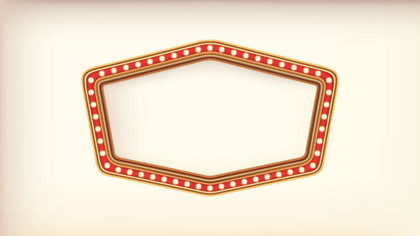 复古的广告招牌红色帐篷，白色背景上的黄金灯板。矢量图图片下载