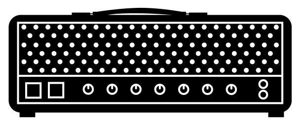 吉他功放头图标。吉他安培头标志。吉他管放大器头符号。平的风格。图片下载