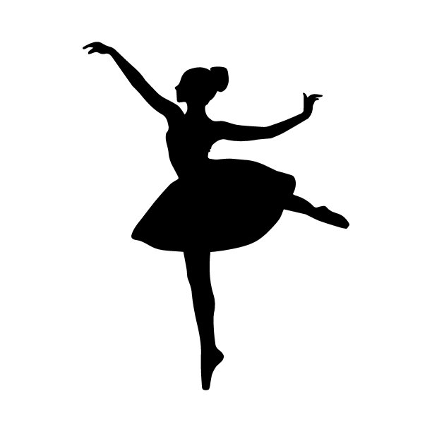 矢量剪影芭蕾舞女演员，黑色插图在白色背景，图标，舞蹈，优雅，女孩，女人，芭蕾舞图片下载