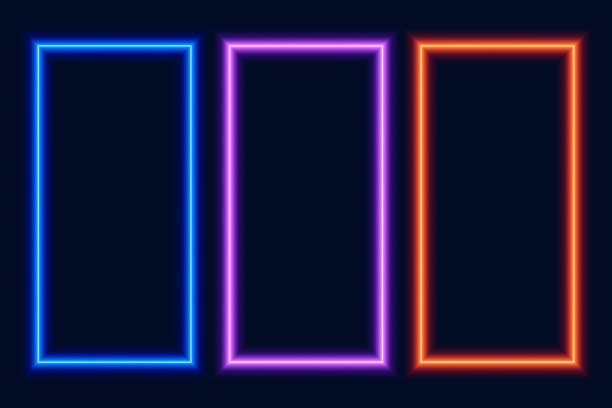 霓虹灯框架，边框设置，矢量插图。图片下载