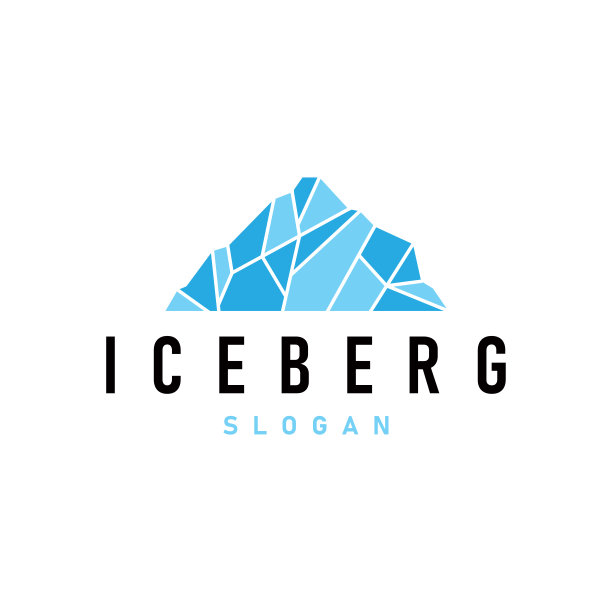 南极冷山冰山标志设计，简单的矢量模板符号说明图片下载