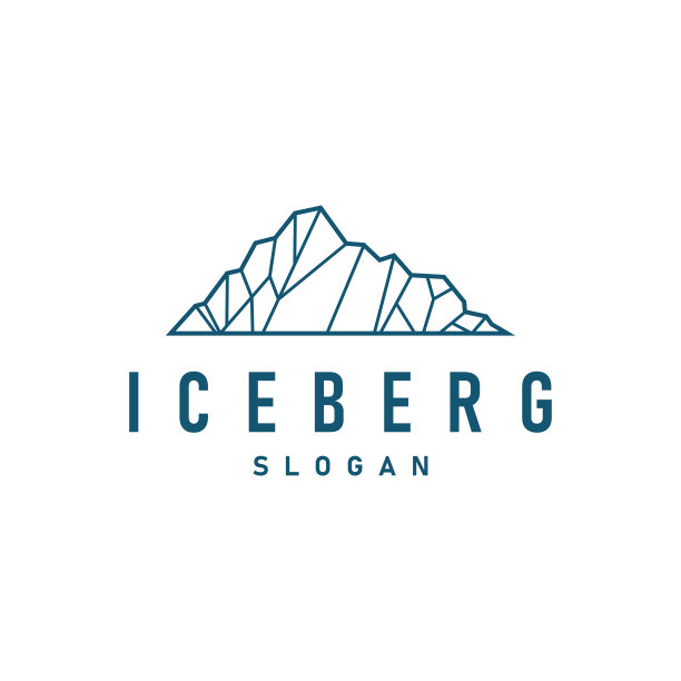 南极冷山冰山标志设计，简单的矢量模板符号说明图片下载