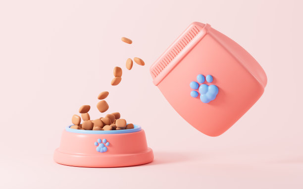 卡通宠物食品和宠物碗，3d渲染。图片下载