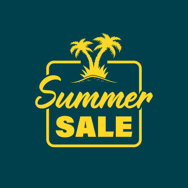 夏季销售横幅，标签，徽章，图标，贴纸与棕榈树和夏季销售铭文图片下载