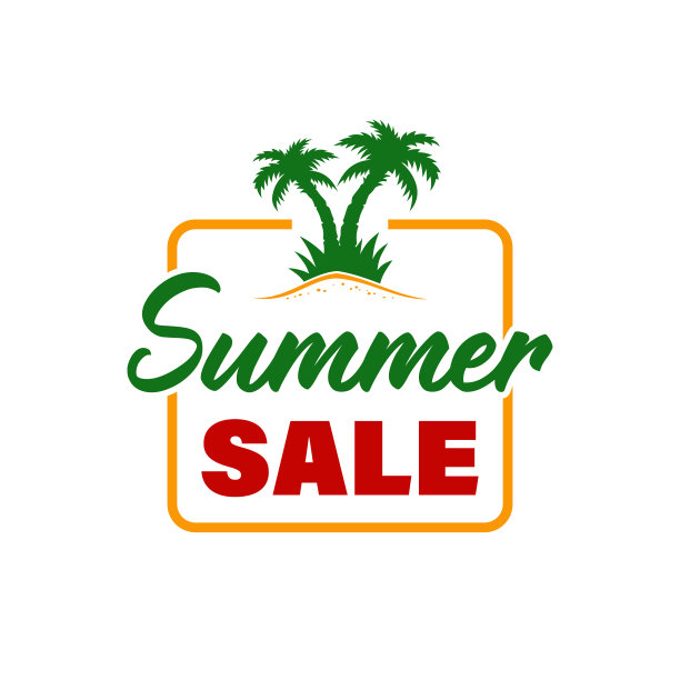 夏季销售横幅，标签，徽章，图标，贴纸与棕榈树和夏季销售铭文图片下载