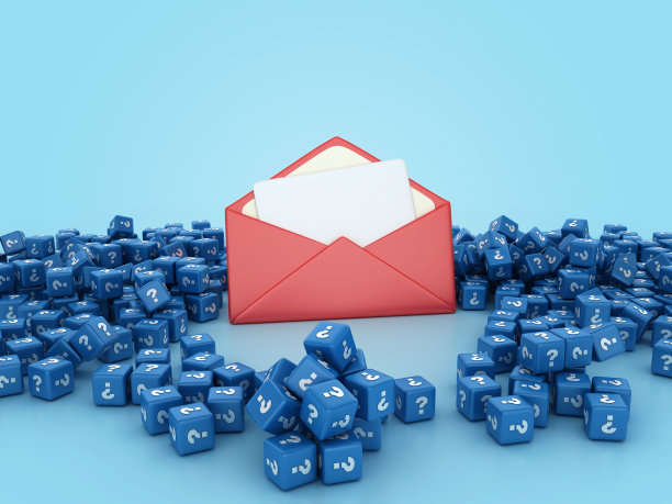 带有问号立方体的3D信封图片下载