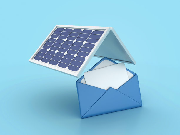 带有太阳能电池板的3D信封图片下载
