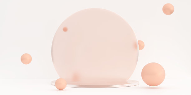 圆形玻璃讲台，圆形舞台，圆形讲台底座，透明玻璃背景3D插画图片下载