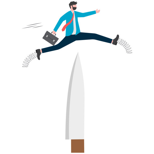 商人走在刀尖上，商业概念插图，矢量，网页。图片下载