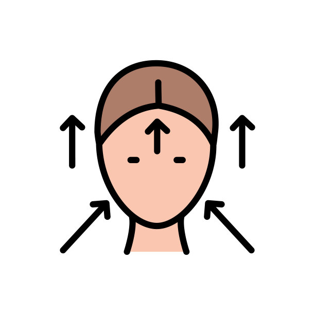 面部皮肤收紧图标，皮肤提升效果，平滑皱纹，符号矢量插图图片下载