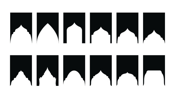 阿拉伯风格窗户和拱门传统装饰矢量素材图片下载