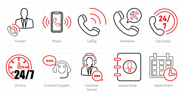 一组10个联系人图标作为时钟，呼叫中心，24小时图片下载