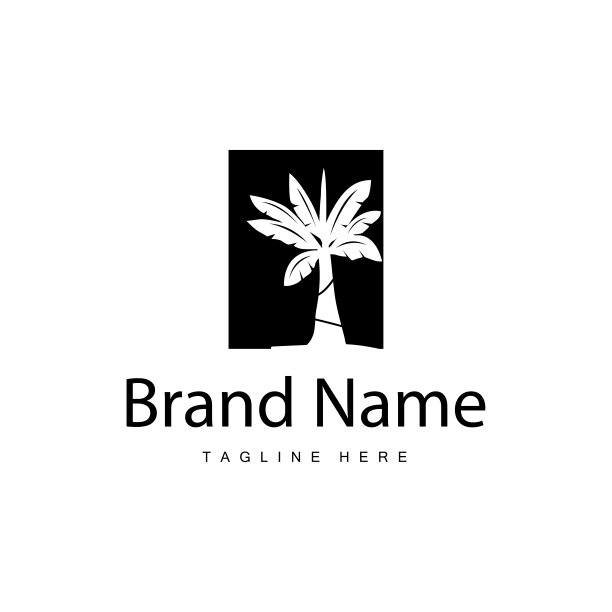 香蕉树标志，热带水果植物平面剪影模板说明设计图片下载