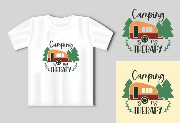露营创造美好回忆，可裁剪矢量插画，含T恤模型图片下载