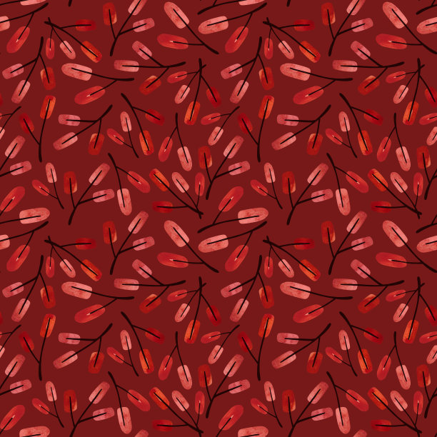 水彩无缝图案与细枝和秋叶。季节性包装纸、织物、纺织品的图案。图片下载