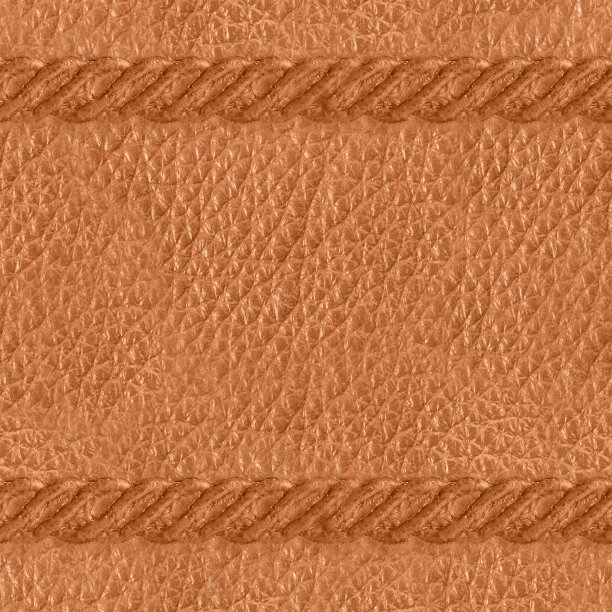 无缝4k照片纹理浅棕色皮革浮雕与编织绳线图案。图片下载