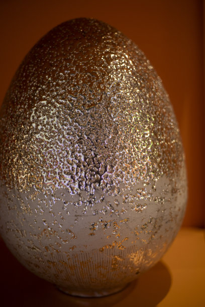 金蛋。项目在内部。架子上的钢蛋。图片下载
