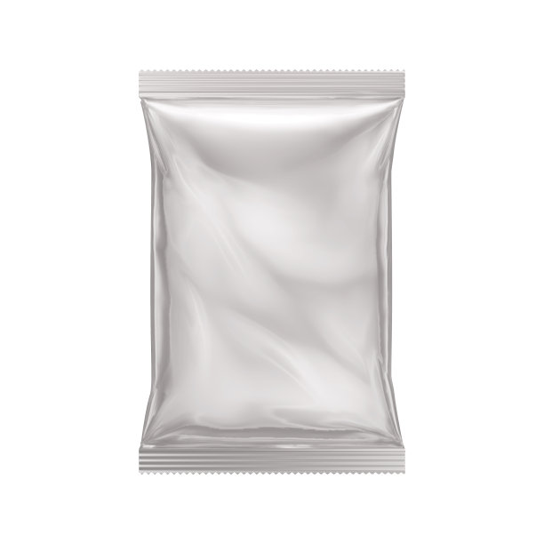 白色灰色银箔空白袋包装白底铝袋包装小袋实物食品品牌包装3D渲染，3D插画图片下载