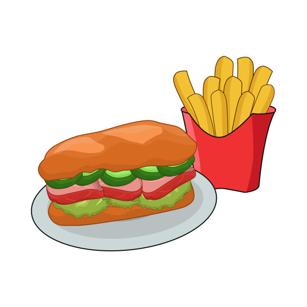 三明治和薯条图片下载